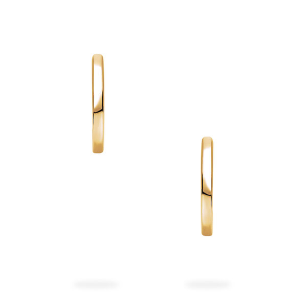 Yellow Gold Huggie Earrings, 18 mm